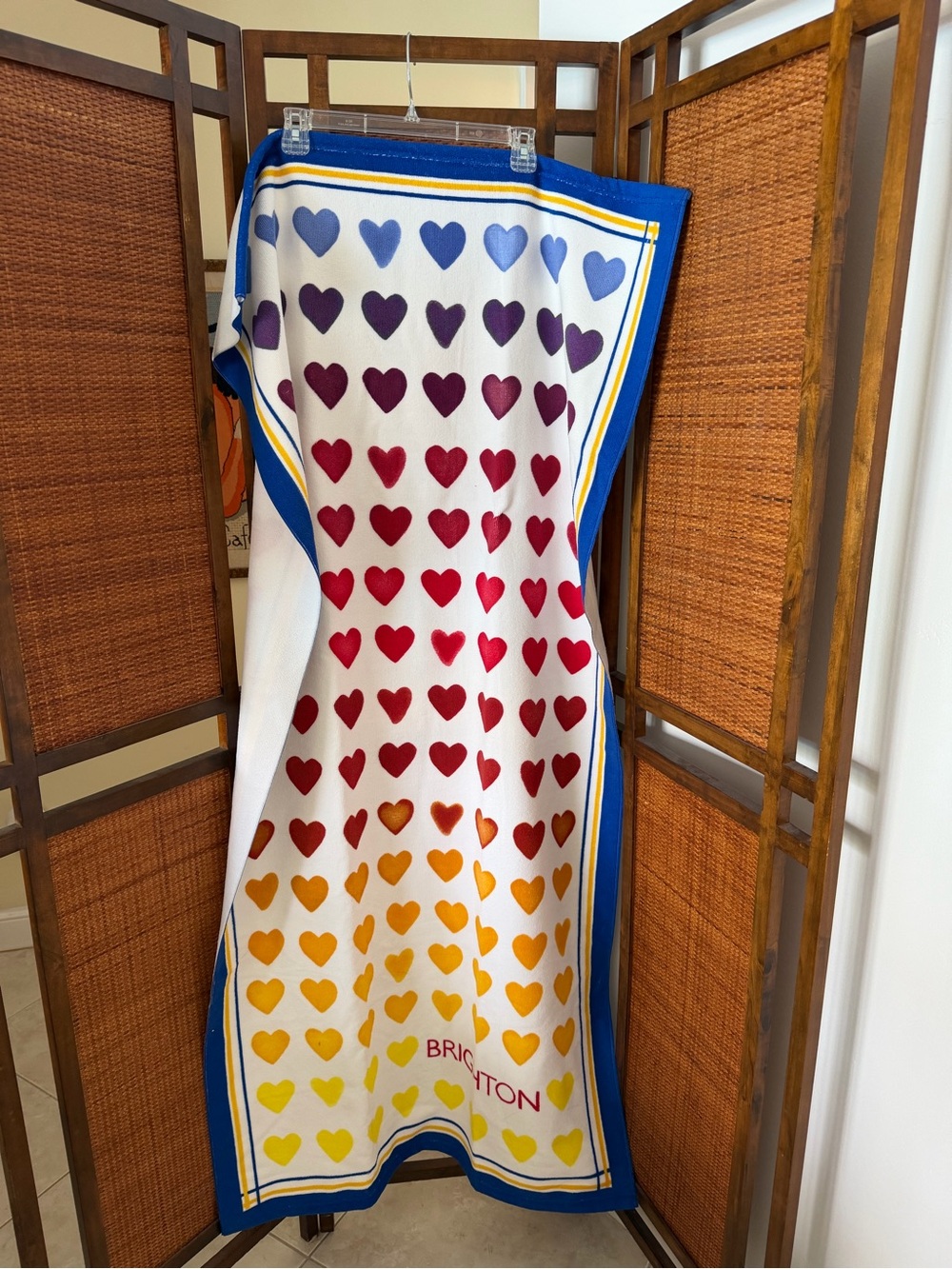 Brighton Rainbow Ombre Heart beach towel